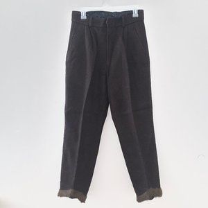 Brown Wool Pants Fur Trim Trouser Size 29 Winter